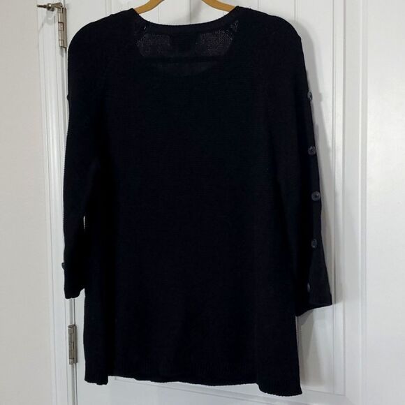 Liz Claiborne 3/4 Button Detail Black Sweater/Tunic, Size Large - Picture 6 of 6